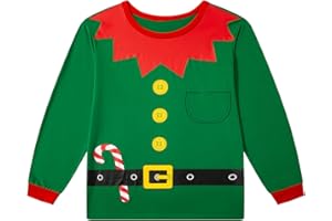 Yruiz Christmas Santa Claus Elf Family Parent-Child Matching Clothing Long-sleeved Shirt