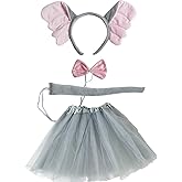 Bwerfuet 4 Pieces Elephant Costume Tutu Set Animal Themed Dress Costume Bow Tie Tail Kit for Halloween Party Dress Up