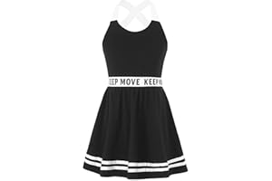 dPois Kids Girls Athletic Dress Workout Tennis Golf Badminton Dresses Running Cycling Activewear Dress