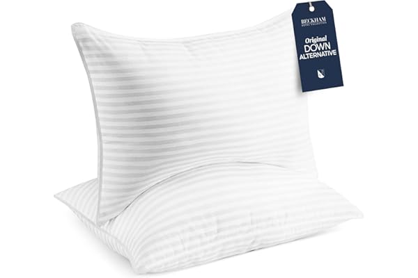 Beckham Hotel Collection Bed Pillows Standard / Queen Size Set of 2 - Down Alternative Bedding Gel Cooling Pillow for Back, Stomach or Side Sleepers