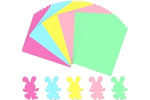 JULBEAR 30 Sheets Easter Colored Cardstock, 5 Colored 180gsm 8.5x11" Spring Pastel Cardstock for School DIY Card Scrapbook Easter Eggs, Rabbits, Greeting Cards Birthdays Wedding Parties Decoration