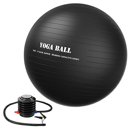 Homitt 65cm Exercise Yoga Ball, Anti Burst Stability Ball Non-Slip Yoga Ball Home,Office Gym-Black