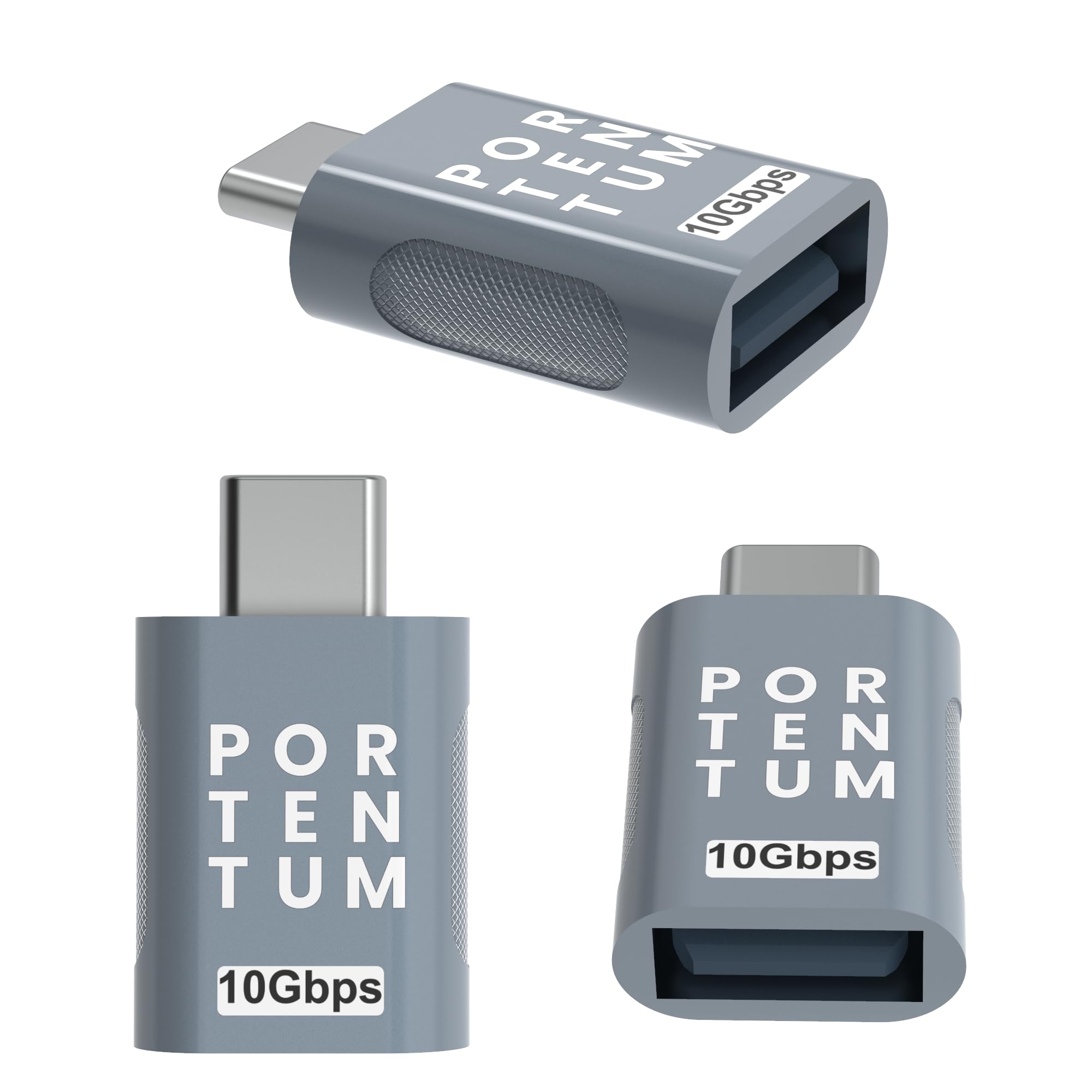 PORTENTUM 3 units USB c to USB Adaptor 3.0 (3.1) Adapter with 10Gb Speed, Premium Zinc Body with High Heat Resistance - USB to Type C Adapter Weighing Only 5 Grams