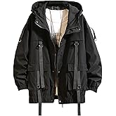 Nutriangee Mens Hip Hop Streetwear Windbreaker Jacket Lightweight Casual Outdoor Bomber with Ribbons Coat