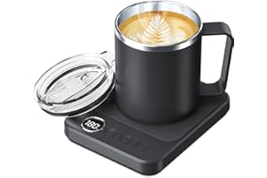FELIBEACO Coffee Mug Warmer & Mug Set for Desk, Electric Coffee Cup Warmer with 16oz Heated Mug, Smart Coffee Heater with Auto Shut Off for Office/Home, Christmas/Birthday/Coffee Gifts for Men & Women,Black