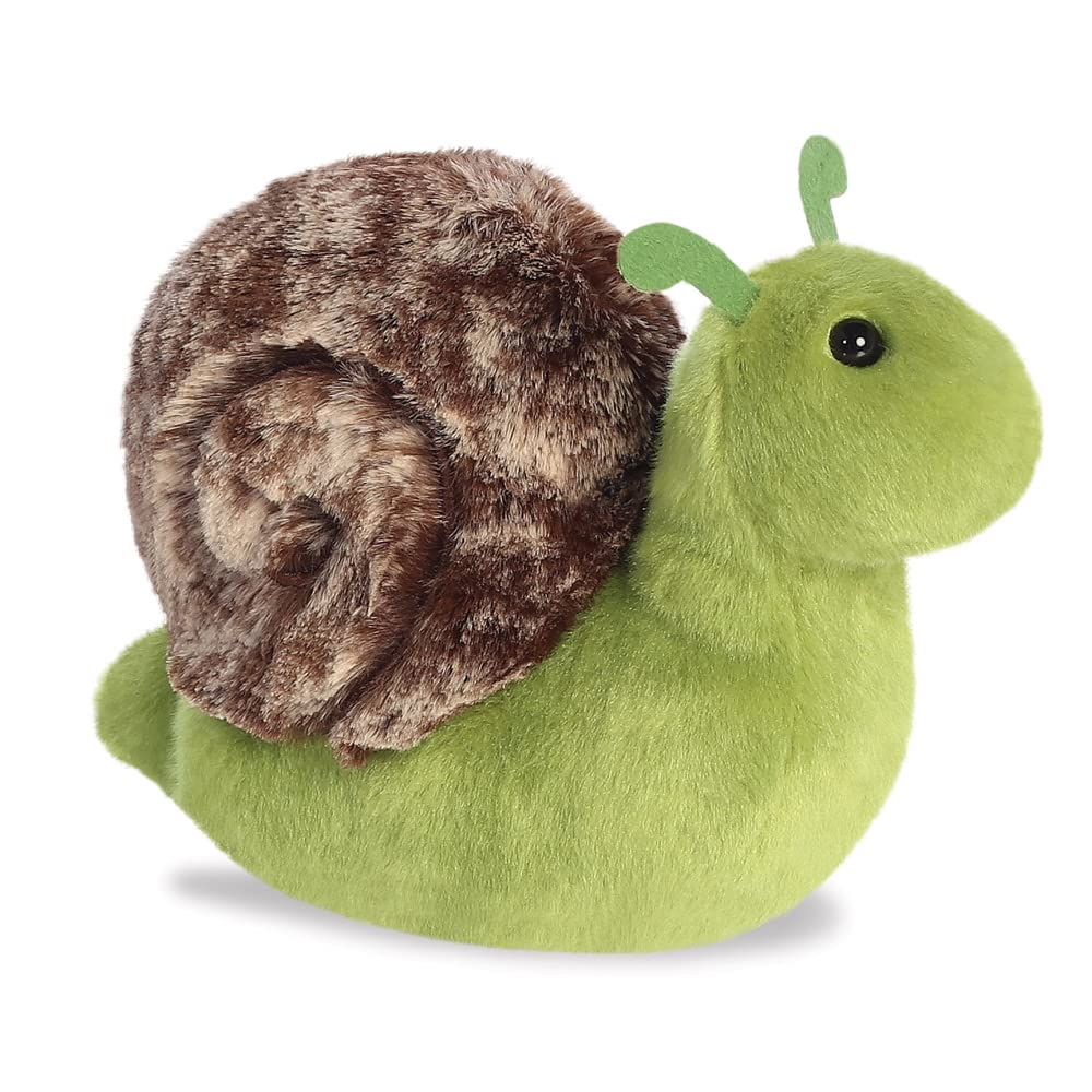 Aurora, 31859, Mini Flopsie Slow Snail, 8In, Eco-friendly soft toy, Green & Brown