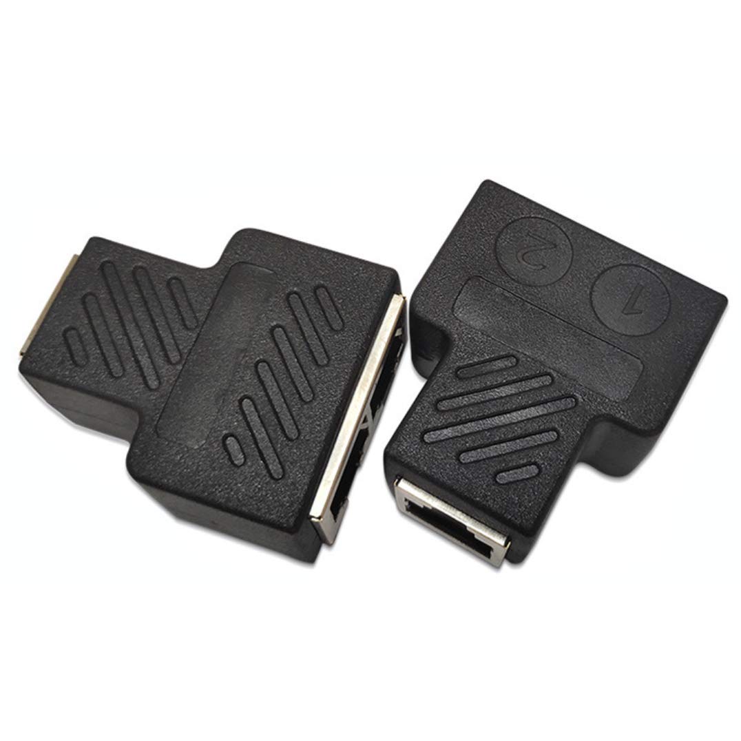 Duttek RJ45 Ethernet Splitter, Ethernet Splitter 1 to 2, RJ45 1 Female to 2 Female Adapter for Ethernet Cat 5/ CAT 6 LAN Splitter Ethernet Cable Extender Surf Online at the Same time (2 Pack)