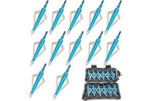 EOOENOON Archery 3 Blades Hunting Broadheads 100/125 Grains Screw-in Arrow Heads Arrow Tips Compatible with Crossbow and Compound Bow + 1 PK Broadhead Storage Case