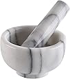 Greenco Marble Mortar and Pestle, 3.75", White/Gray
