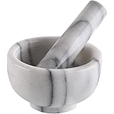 Greenco Marble Mortar and Pestle, 3.75", White/Gray