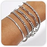 VIBILIA Dainty Gold Chain Bracelet for Women Trendy Stackable Adjustable Layered Metal Bracelet Gold Plated Twist Link Figaro Chain Paperclip Bracelets Fashion Jewelry