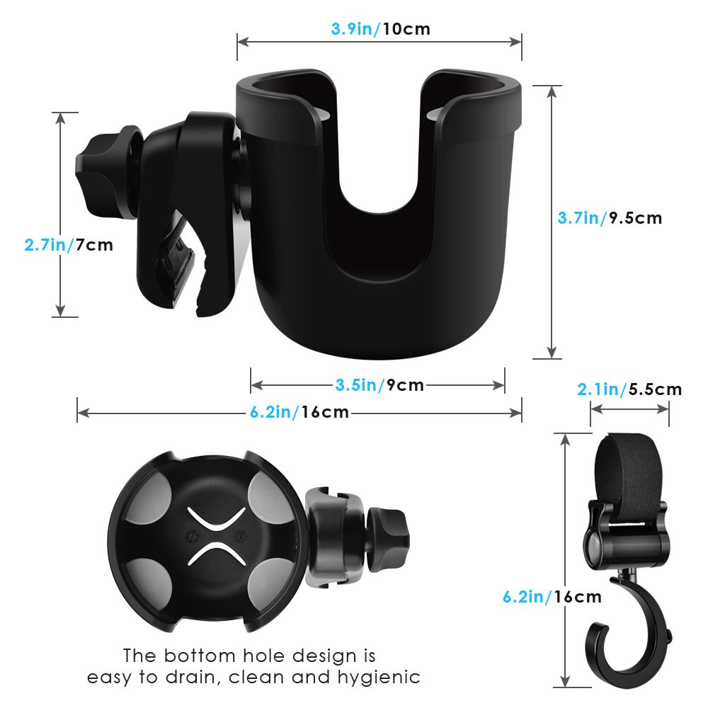 BROTOU Universal Cup Holder Stroller Cup Holder for Wheelchair Pushchair Walker Bicycle 360 Degrees Rotation Cup Drink Holder