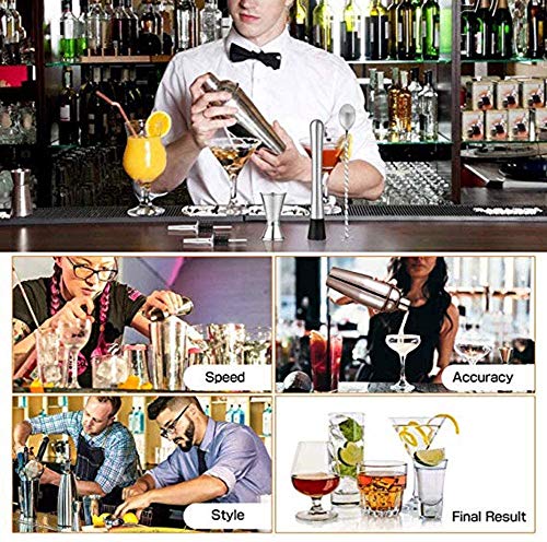 LKNJLL Premium-Cocktail Shaker Bar Werkzeuge Set, Edelstahl gebürstet Barkeeper Kit mit Allen Barzubehör, 24 Oz… – Bild 5