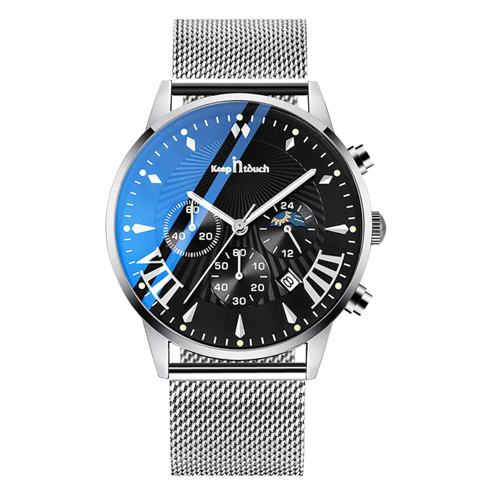 MICGIGI Men's Watch Analog Quartz Wrist Watch with Stainless Steel Mesh Strap Waterproof Watch