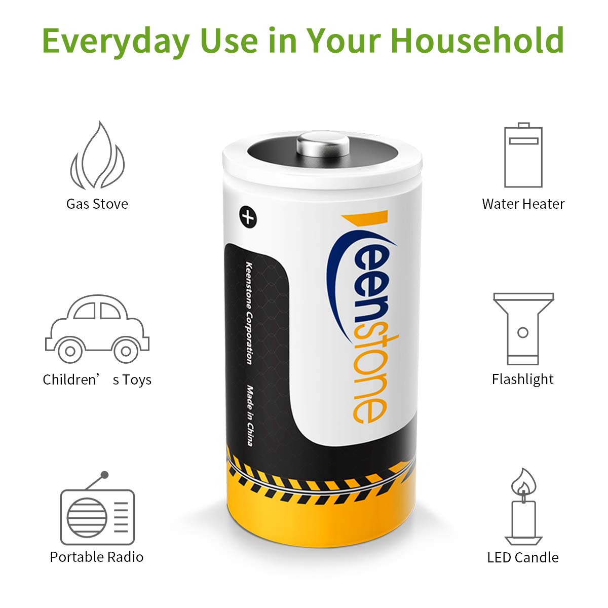 Keenstone D Size 4PCS Pilas Ni-MH Recargables Batería 1.2V 10000mAh 1200 Ciclos Potencia Ultra y Rendimiento Alto, con Cajas de Almacenamiento