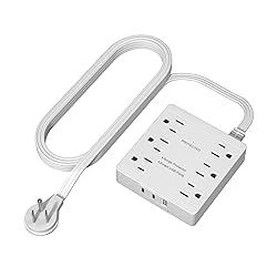 LIDER Outlet Extender with 6 Receptacles, USB-A and
