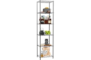 YisanCrafts 6 Tier Fixed Layer SpacingStorage Shelf Metal Storage Rack Wire Shelving Unit Storage Shelves Metal 792Lbs Capacity 17" L x 13" W x 77" H for Pantry Closet Kitchen Laundry Black