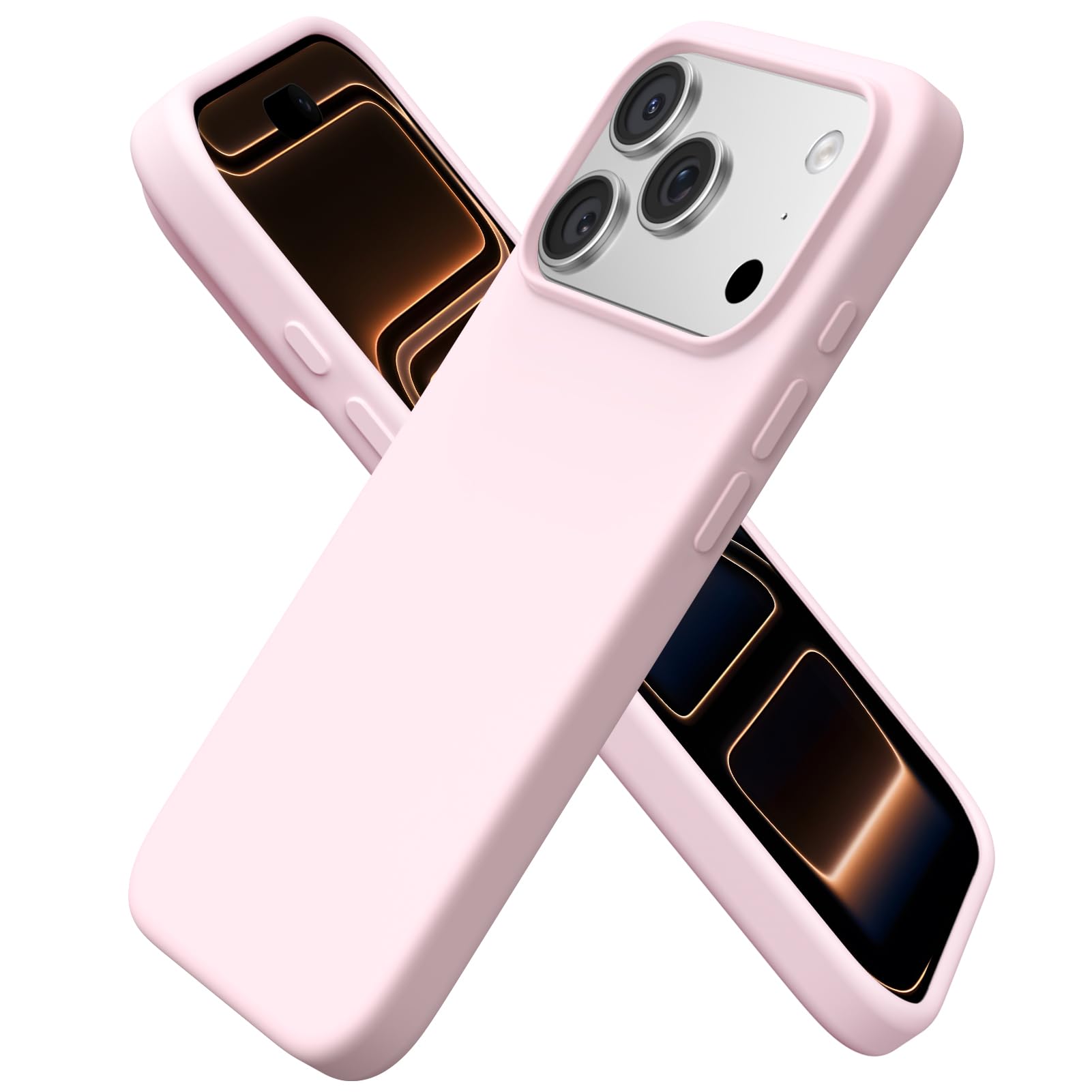 Photo 1 of ORNARTO Compatible with iPhone 17 Pro Case, Slim Liquid Silicone 4 Layers Full Covered Soft Gel Rubber Shockproof Protective Phone Case with Anti-Scratch Microfiber Lining-Chalk Pink