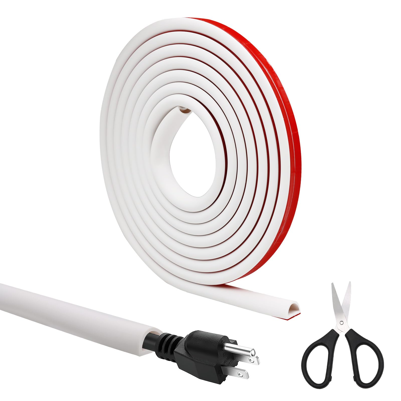 Scettar 3M Wire Covers for Cables,Cable Covers for Wires Wall,White,15 * 10mm D-Shape Cable Trunking,for Hide Wires On Wall