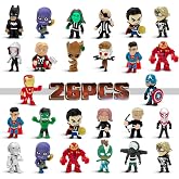 DLOCVN Mini Superhero Toys, 26PCS Minifigures Small Action Figures Superhero Party Birthday Decorations for Kids&rsquo; Christmas Stocking, Easter Eggs Cake Toppers Collectibles