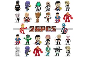 DLOCVN Mini Superhero Toys, 26PCS Minifigures Small Action Figures Superhero Party Birthday Decorations for Kids’ Christmas Stocking, Easter Eggs Cake Toppers Collectibles