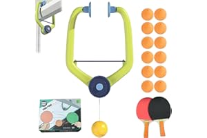 Door Plinking Game, Adjustable Doorway Ping Pong Game for Kids, Hanging Table Tennis Trainer Set with Ping Pong Paddles and B
