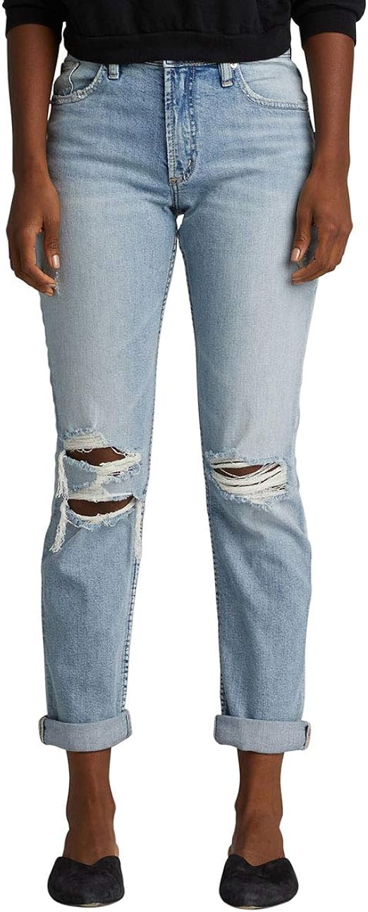 womens silver boyfriend jeans