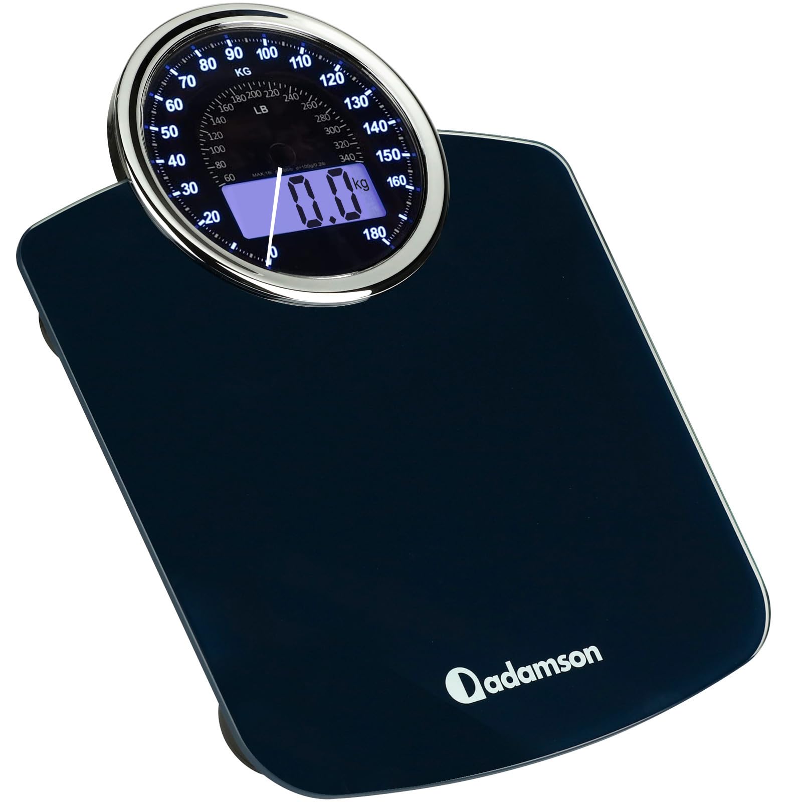 Adamson Hybrid 2-in-1 Analog & Digital Weighing Scale for Body Weight up to 180kg - Thick Tempered Glass - Extra Large Display - Easy to Read Digital Bathroom Scale - New Version