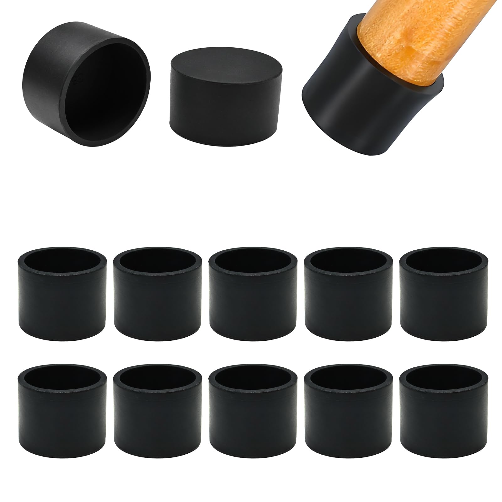 Photo 1 of EASYEAH 1" (25.7mm) Silicone Chair Leg Floor Protectors, Rubber Chair Leg Caps, Non-Slip Furniture Pads Round Chair Feet Covers End Caps for Hardwood Floors, Patio & Table Foots, Black (10PCS)
