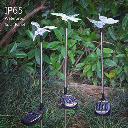 Solar Garden Lights Outdoor, 6-pack OxyLED Figurine Stake Light, Color Changing Decorative Landscape Light LED Solar Powered Hummingbird Butterfly Dragonfly for Patio Yard Pathway Halloween Christmas
