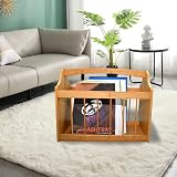 Unibos Magazine & Newspaper Rack Bamboo Storage Basket with Handle Brown UK view 8