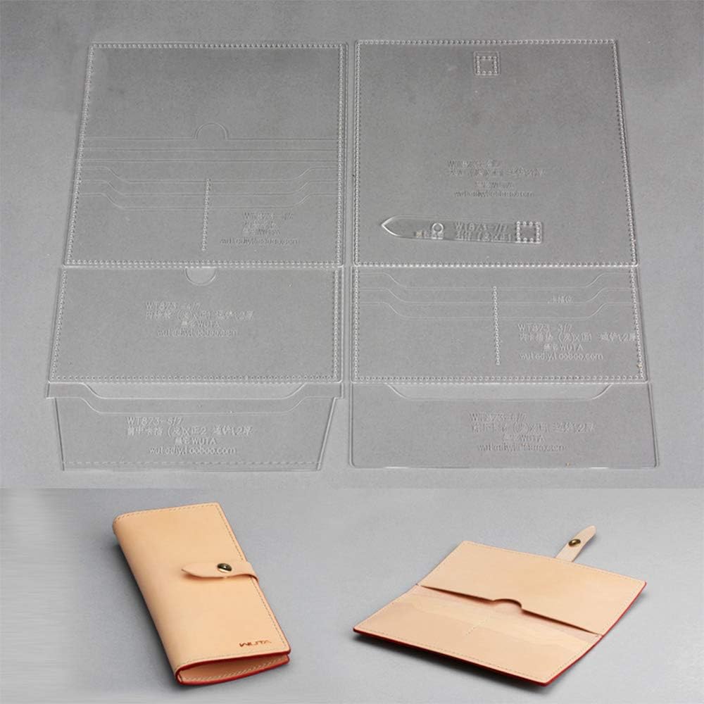 WUTA Leather Craft Pattern Long Wallet Acrylic Template Cutting Model for Beginner DIY Handmade Simple Clutch Long Purse WT873