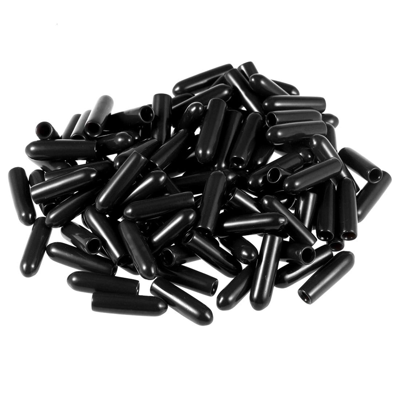 TOP-VIGOR 100Pcs Rubber End Caps, 2.5mm ID Round Flexible Screw End Caps Thread Protectors, Black Vinyl Bolt Covers Rubber Covers for Screws, Tubes, Cables, Wires, Cyling, etc