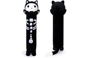 JEROKUMI Long Cat Plush Balck Cat Boby Pillow, 35inch Cute Long Halloween Plush Soft Skull Cat Stuffed Animal, Cartoon Big Throw Pillow Toy Gift for Kids Boy and Grils