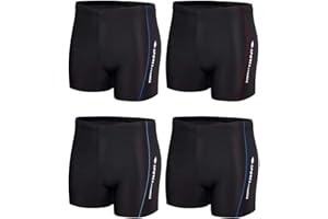 KANAV 4 Pack Men's Athletic Swim Jammers Quick Dry Square Leg Swim Briefs Competitive Swimsuit