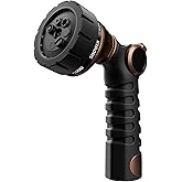RESTMO Heavy Duty Hose Nozzle, Metal Garden Water Hose Sprayer | 7 Watering Patterns, Easy Thumb Control, On Off Valve, leak proof Nozzle Sprayer for Watering Plants, Washing Car &amp; Pet