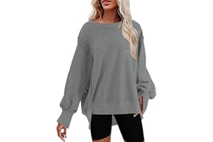 SHEWIN Womens Oversized Reverse Seam Sweatshirt Casual Long Sleeve Pullover Tops Lightweight Loose Crewneck Sweatshirts