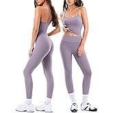 Matching Workout Sets for Women,Breathable Sport Bras & Seamless Leggings,2 Piece ActiveWear Outfits for Pilates/Gym/Athletic