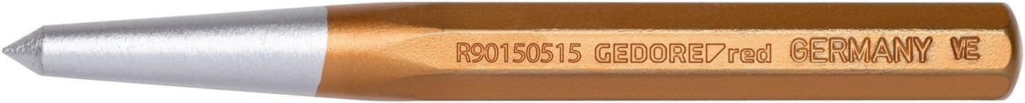 GEDORE red Centre punch, Octagonal shaft, Striking head dia. 5 mm, Tempered, Steel, 120 mm long, Tool, R90150515