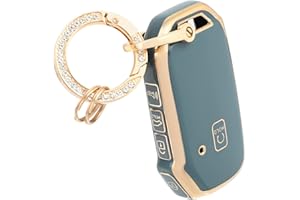 OFFCURVE for Kia Key Fob Cover with Keychain Special Key Fob Case Cover Holder for Kia Kia Rio Optima Soul Sportage Sorento Carens Accessories Smart Keyless Remote Key Protector, Gray