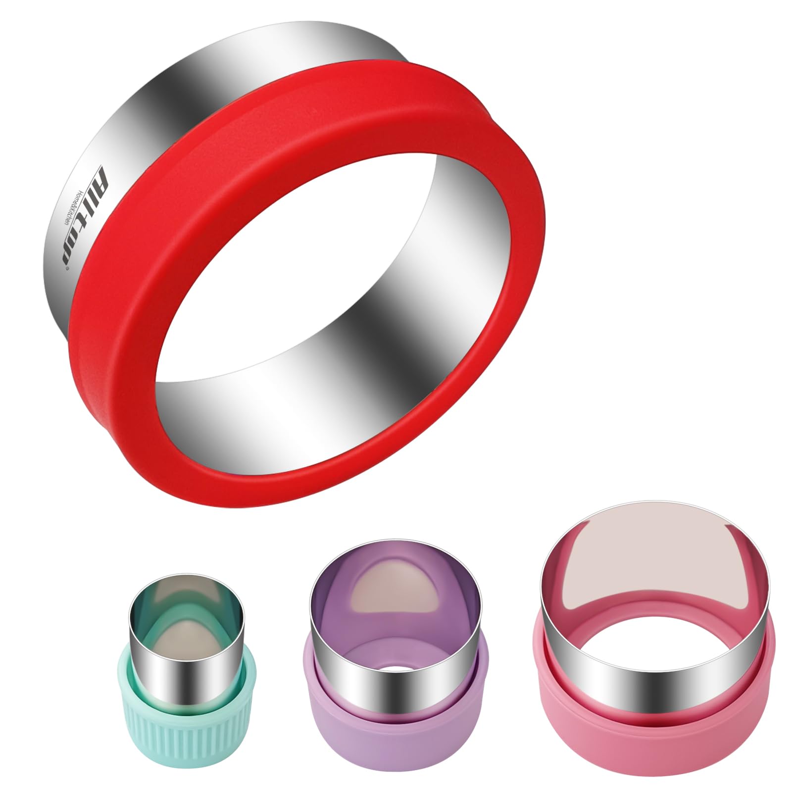 Photo 1 of ALLTOP Round Cookie Cutter Set – 4 Different Sizes of Stainless Steel Biscuit Cutters for Baking, Donut, English Muffin, and More