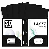 LAYZZ 30 Pack Plastic 2 Pocket Folders with Prongs Letter Size Black Folder | Functional Folder Design With Metal Fastener Prongs, Keeps Documents Organized For School, Home And Workplace Filing