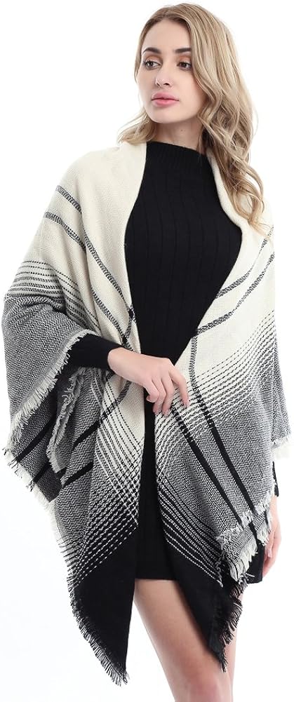 Women's Fashion Soft Plaid Blanket Scarf Stylish Cozy Tartan Scarves Winter Warm Long Large Elegant Wrap Shawl