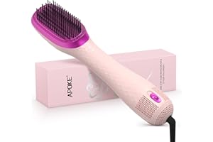 APOKE 3 in 1 Hair Dryer Brush Professional 1200W Powerful Ceramic Tourmaline 3 Heat/2 Speed Settings One Step Hair Dryer and Styler (Pink)