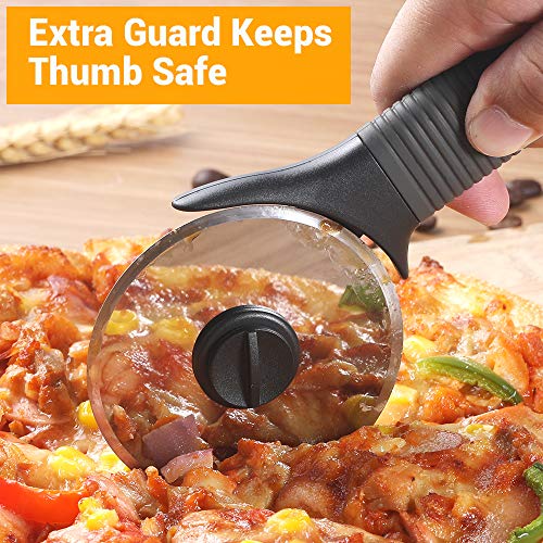 Pizza Cutter Wheel LUXEAR Stainless Steel Pizza Wheel Dishwasher Safe Super Sharp Pizza Slicer with Non Slip Handle and Protective Cover, Ideal For Pizza Pies Waffles and Dough Cookies, Easy to Clean. - Thumbnail 2