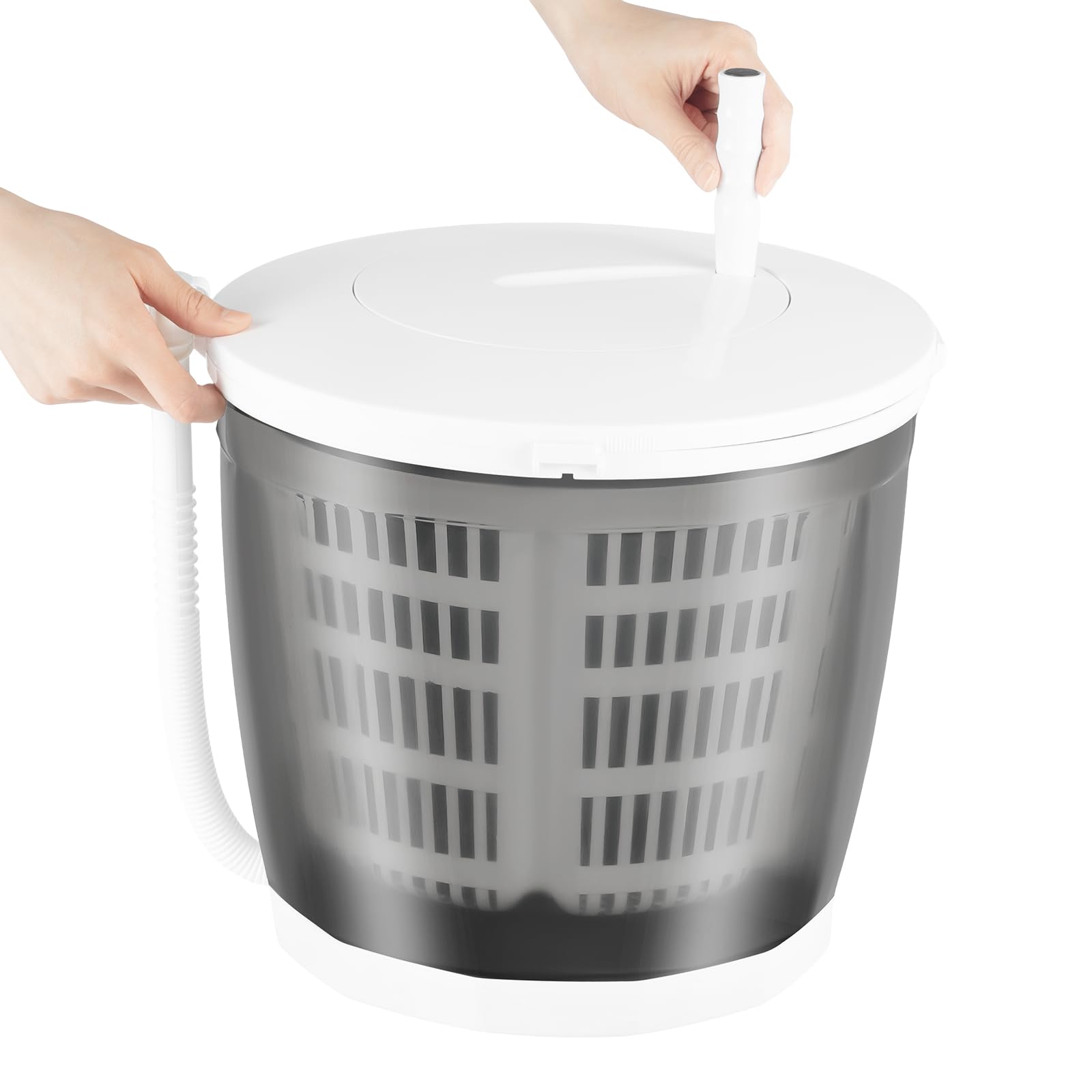 Multifunctional Mini Portable Washing Machine, 2-in-1 Manual Non-Electric Washing Machine Clothes Tumble Dryer w/Handle, High Efficiency, Easy to Move & Store, for Clothes Wash up to 4.41 Lbs (Grey)