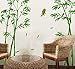 ufengke Chinese Stytle Green Bamboo and Bird Wall Decals, Living Room Bedroom TV Wall Removable Wall Stickers Murals