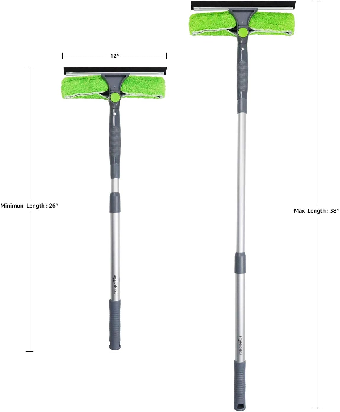 Amazon Basics Extendable Window Squeegee with 180° Rotating Head and telescopic Pole 26''-38''(66cm-96.5cm) - Image 3