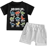 Lucikamy Toddler Boys Summer Clothes Kids Dinosaur Outfit Short Sleeve T Shirt Shorts Sets 6 12 18 24 Months 2T 3T 4T