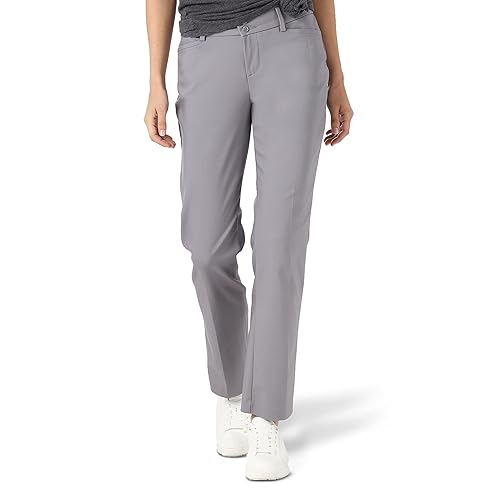Lee Women's Secretly Shapes Regular Fit Straight Leg Pant, Boulder Gray, 2 Long